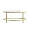 Merrick Lane Newbury Glass Coffee Table with Round Matte Gold Frame and Vertical Legs
